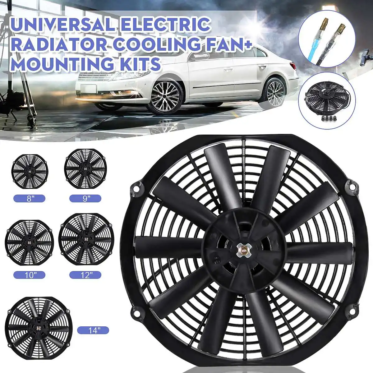 

2100RPM 7inch Slim Reversible Electric Radiator Cooling Fan Push Pull 12V 80W ABS plastic Cooling Fan Push Pull