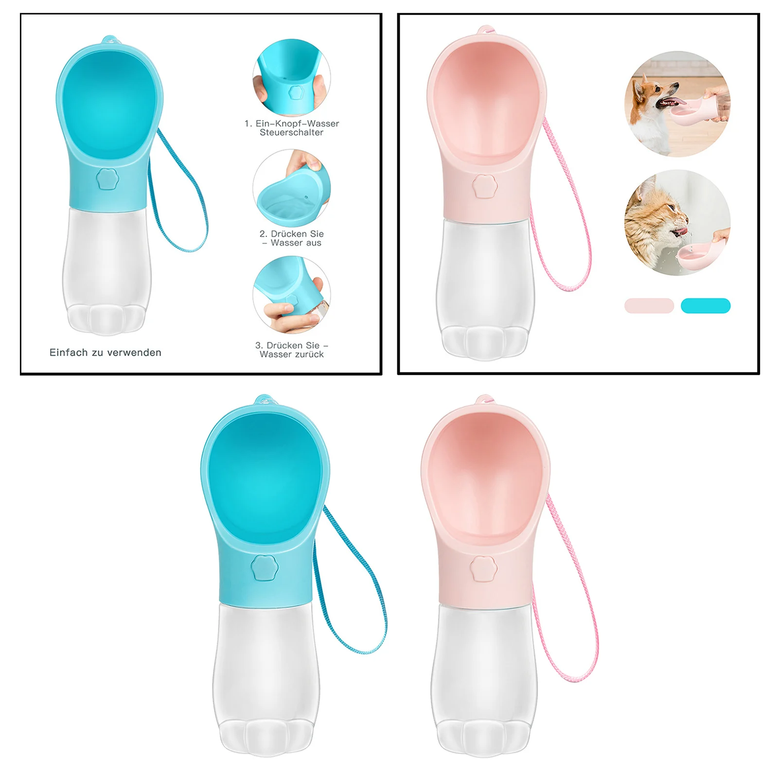 

12 oz Dog Water Bottle Leak Proof for Walking Food Grade Plastic Lightweight