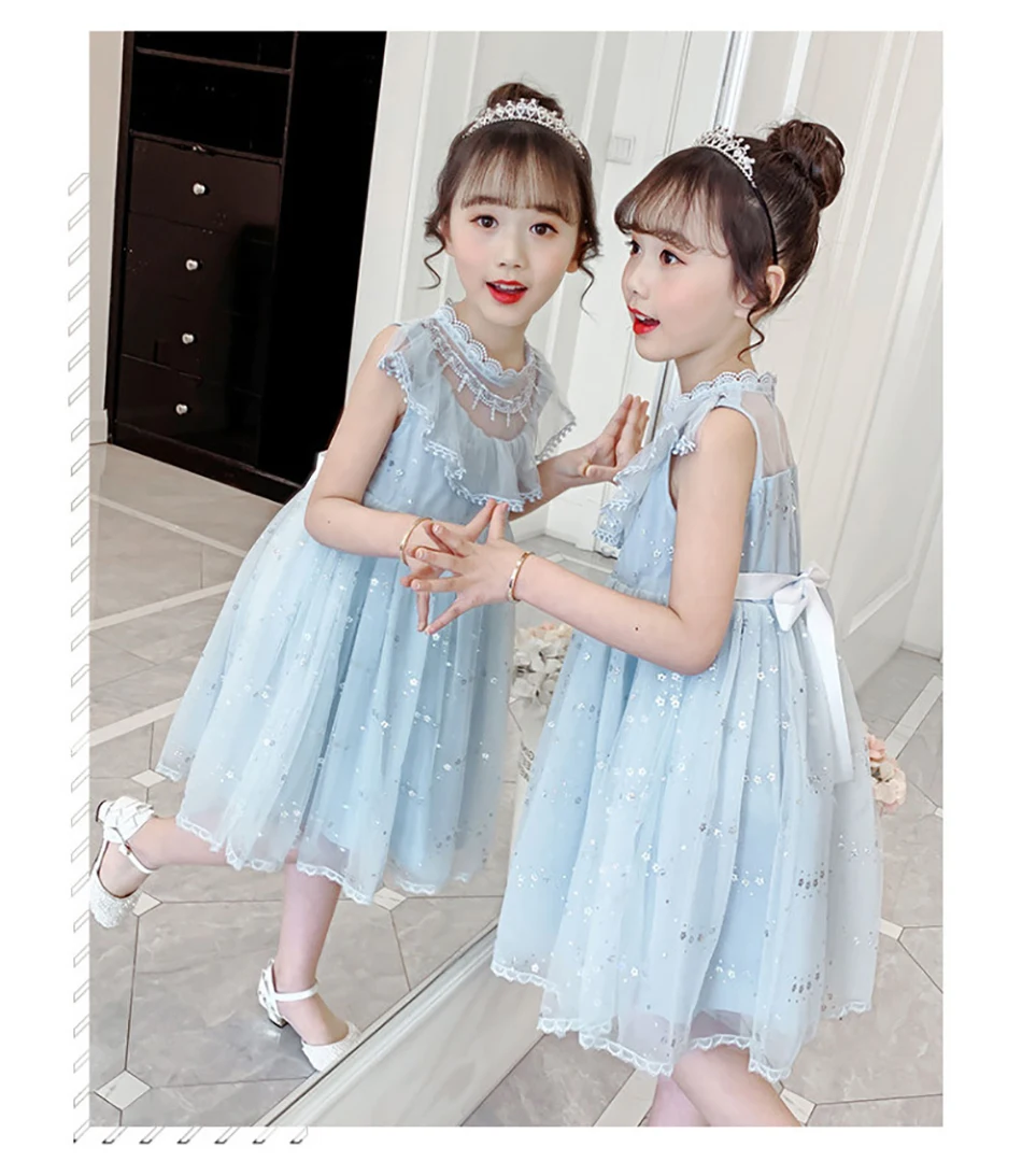 

2021 Toddler Girls Princess Elegant Dress Clothes Birthday Party Mesh Sequined Dress Up Suit Children Fashion Print Girls Costum