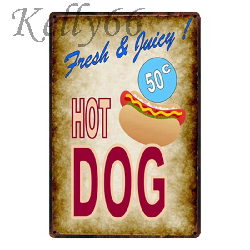 

FRESH HOT DOGS Vintage Metal Sign Tin Poster Home Decor Bar Wall Art Painting 20*30 CM Size y-1496