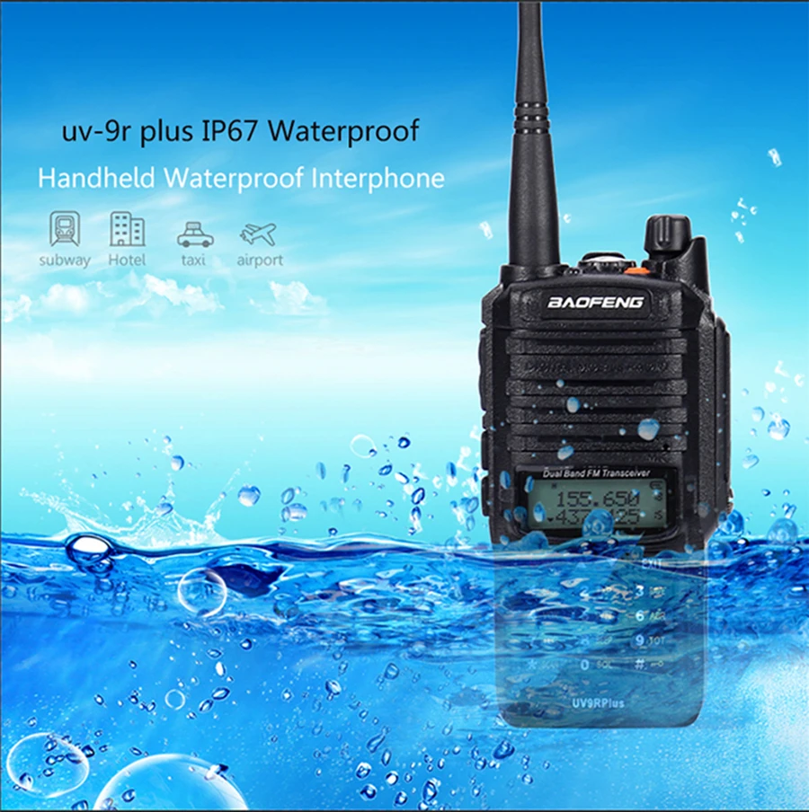 2 шт. wakie talkie IP67 Пылезащитный Водонепроницаемый CB радио коммуникатор baofeng uv-9r plus для hf 2 way ham Радио комплект полицейский сканер