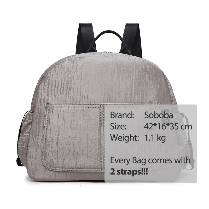 

Soboba New Diaper Backpack for Mother Waterproof Solid Large Capacity Multi-functional Nappy Changing Bag for Baby Care Gray