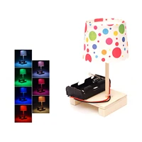 mini wooden colorful table lamp model toys set intelligent electric toy kids science assembling education experiment diy project