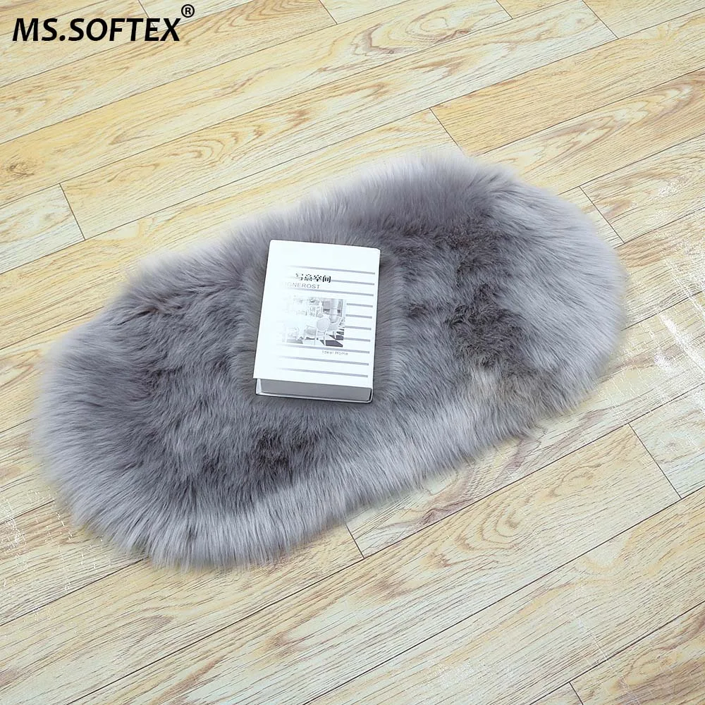 Коврик MS.SoftexSoft из искусственного меха для гостиной длинный плюшевый овальный