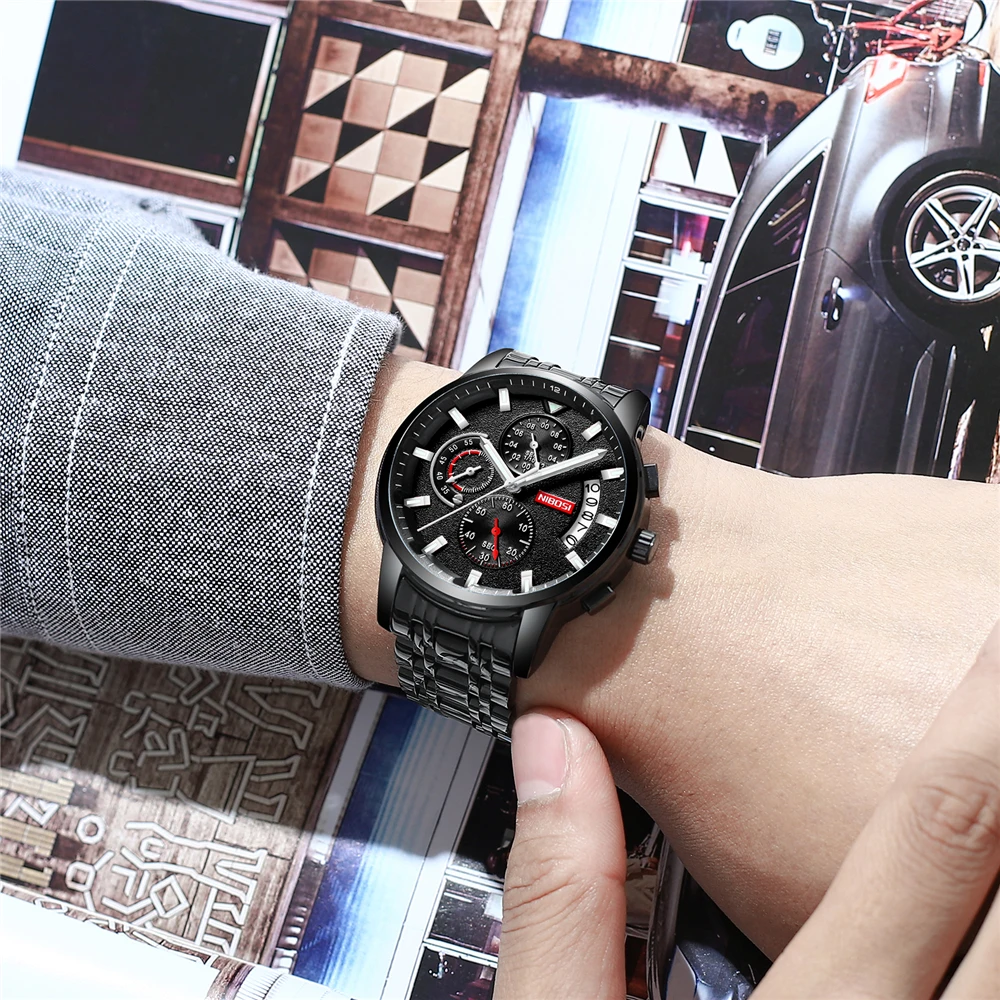 часы мужские Лучшие брендовые роскошные деловые NIBOSI Relogio Masculino водонепроницаемые