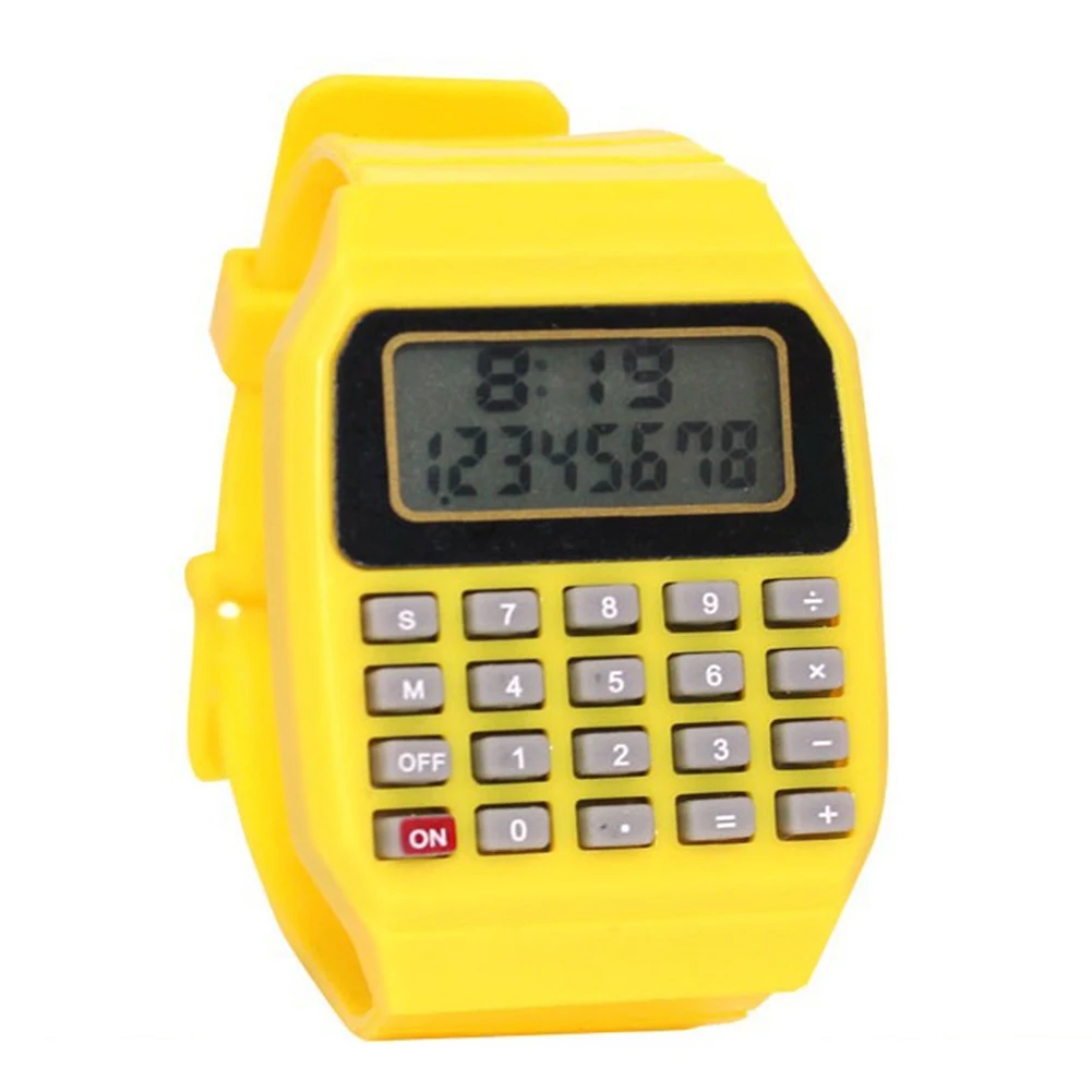 

Handheld Pocket Calculator Watch Unsex Silicone Multi-Purpose Date Time kids Electronic Wrist Calculator Watch Exam Tool