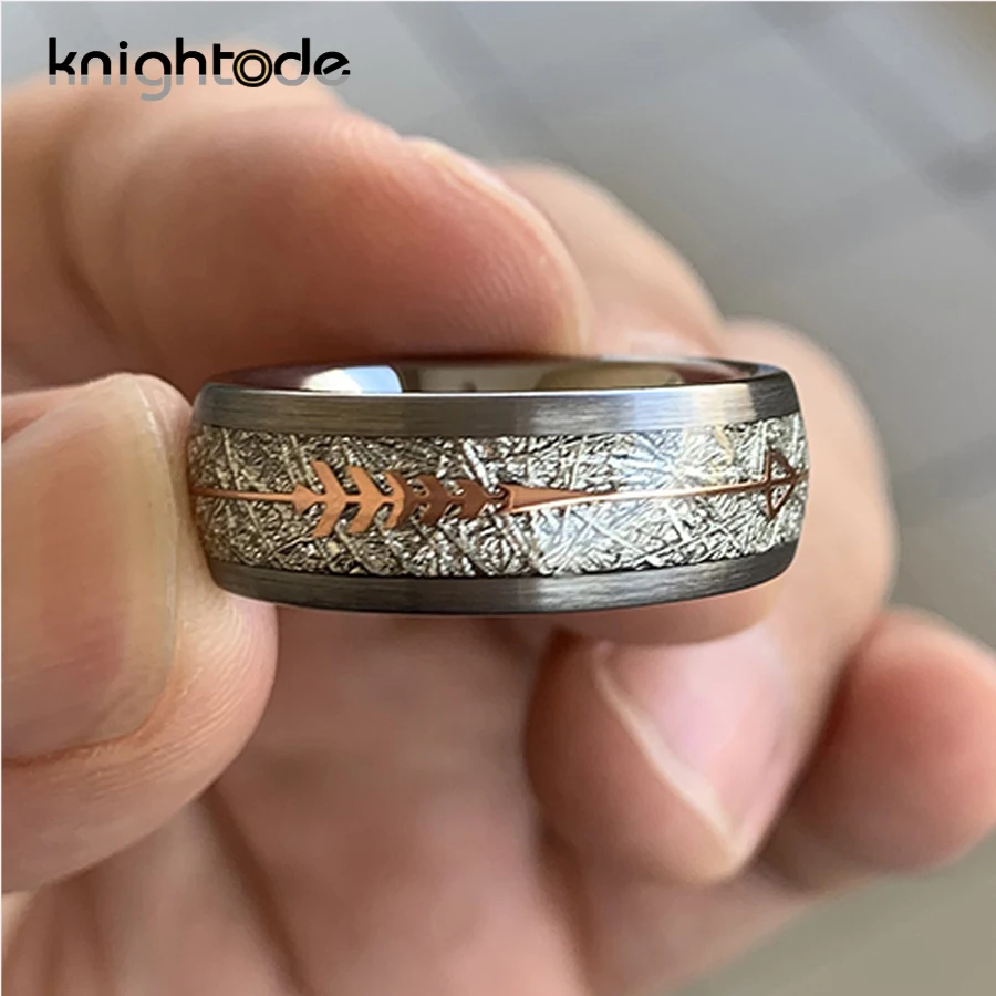 8 мм обручальные кольца из карбида вольфрама белый метеорит розовое золото