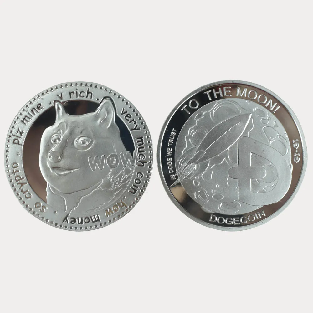

WOW 50pcs Gold silver Plated Dogecoin coin Wow Doge coin Metal Coin For Collection
