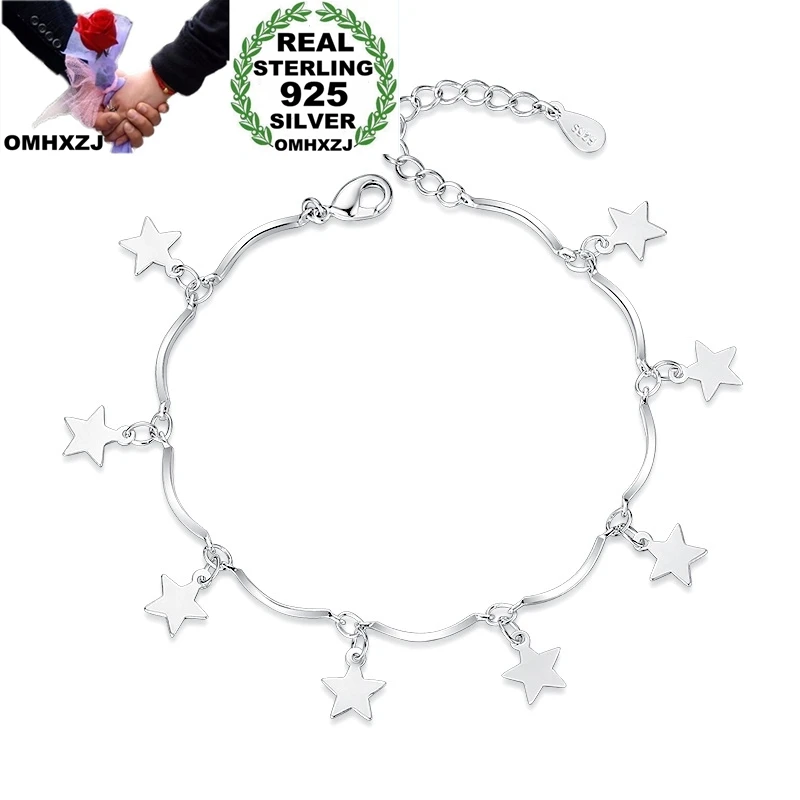 

OMHXZJ, оптовая продажа, Европейский Модный популярный женский подарок на день рождения и свадьбу, подвеска в виде звезды, браслет из стерлингового серебра 925 пробы SZ140