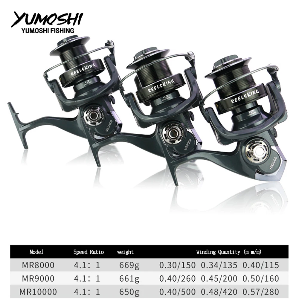 

YUMOSHI Fishing Reel All Metal Spool Spinning Reel Drag Stainless Steel Handle Line Spool Saltwater Fishing Accessories