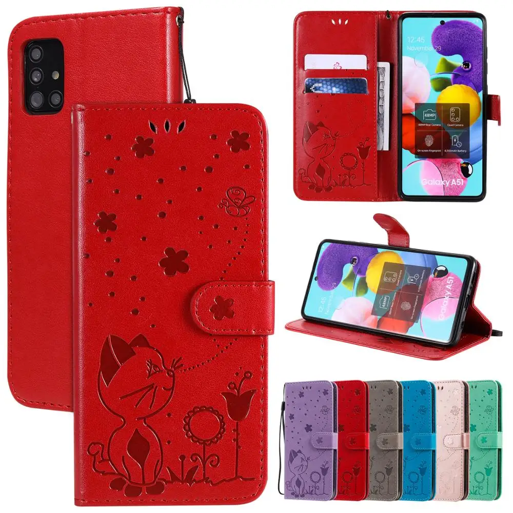 

Cartoon Cat Flip Case For Motorola Moto G4 Play G5s G6 Play G7 G8 G8 Power E4 E4 Plus E5 E6 Little Bee Leather Wallet Phone Case