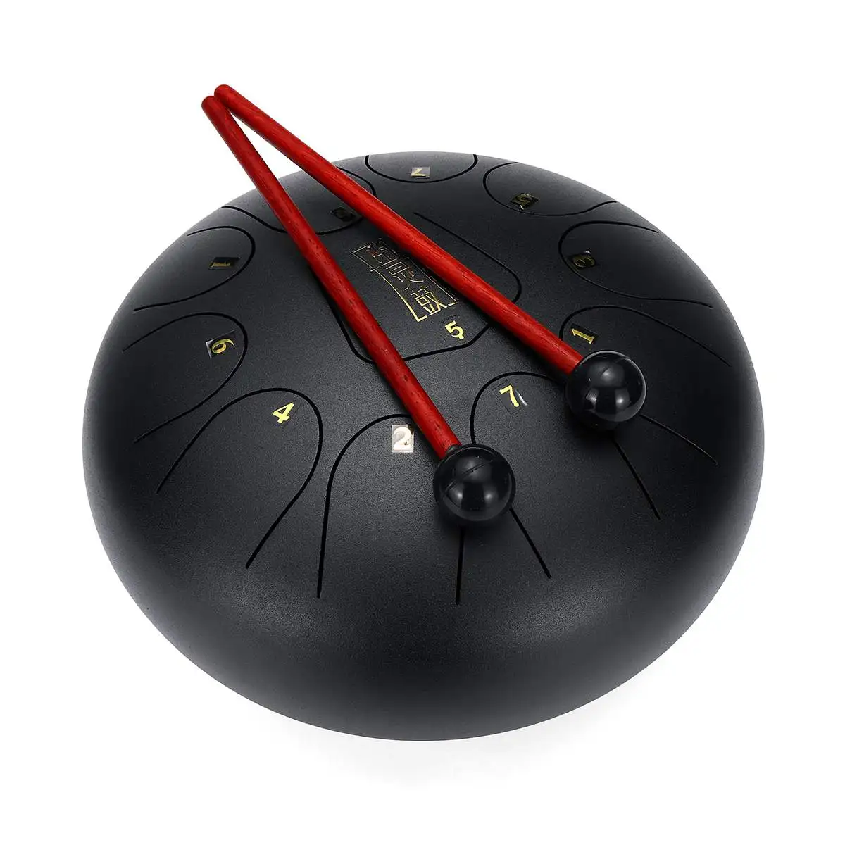 Black 10 дюймов 11 Примечания D Основной стальной язык барабан Handpan ручная танкбарабан с голени с пальчиковыми котами Йога, медитация Zazen расслабить - Цвет: Black
