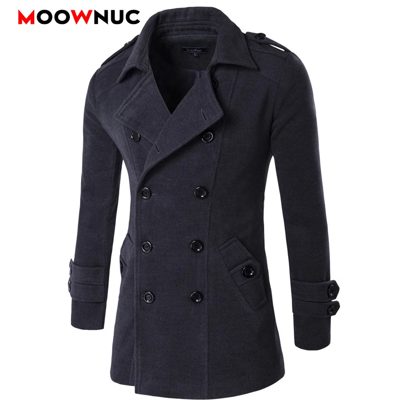 Мужские модные мужские пальто зима осень ветровка Однотонное шерстяное бизнес