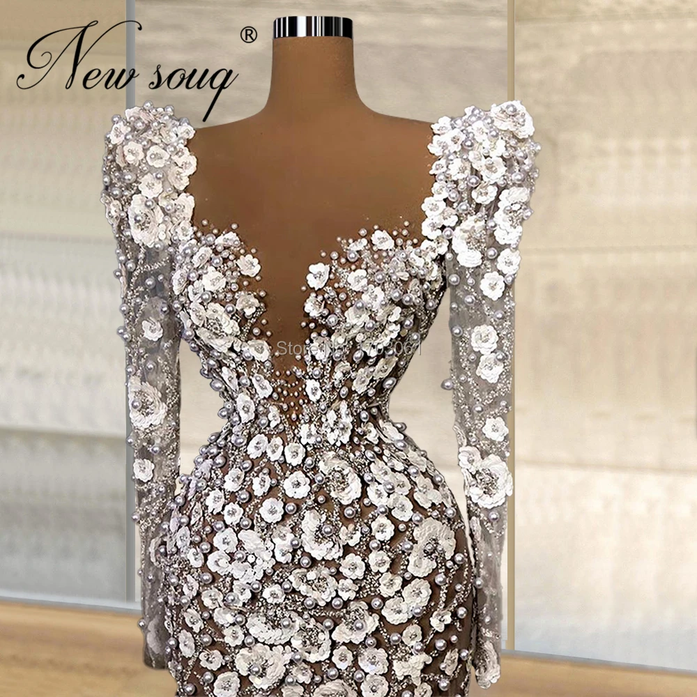 Saudi Arabia Heavy Pearls Evening Dresses 2020 Crystals Beaded Celebrity Red Carpet Dress Runway Long Formal Gowns Custom Prom
