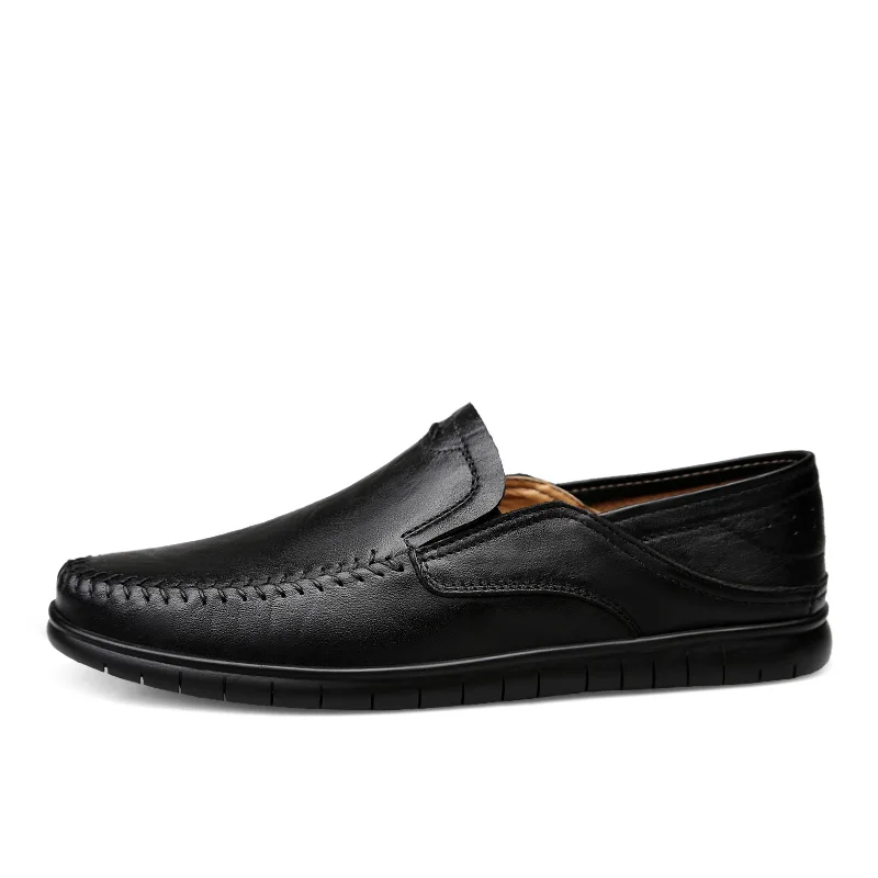 Italian Men Shoes Casual Luxury Brand Summer Mens Loafers Genuine Leather Moccasins Comfy Breathable Slip on Boat Black | Обувь