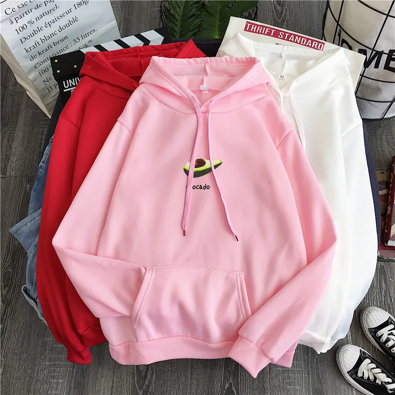 Fall Winter Female Sweatshirt Loose Plus Size Women's Streetwear Green Print Plus Fleece Hooded Jacket Casual Women Sweetshirts