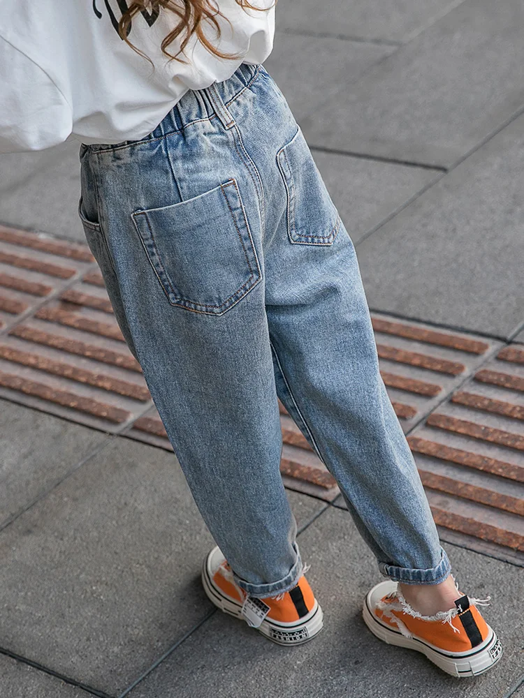 2019 джинсы для девочек подростков новые модные малышей повседневные джинсовые