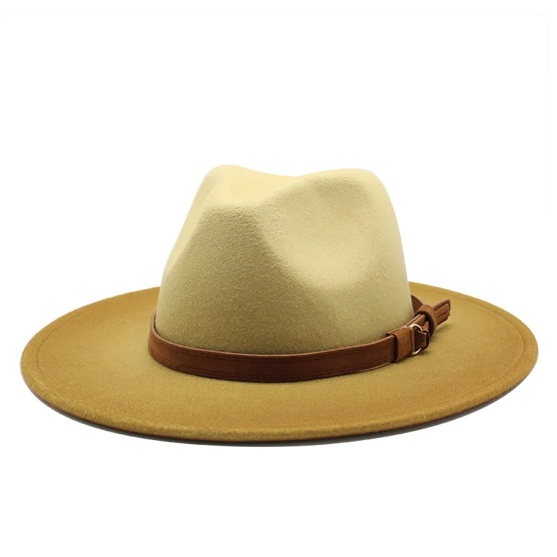 Женская и Мужская шерстяная Фетровая Шляпа Fedora с кожаным поясом Buck джентльмен
