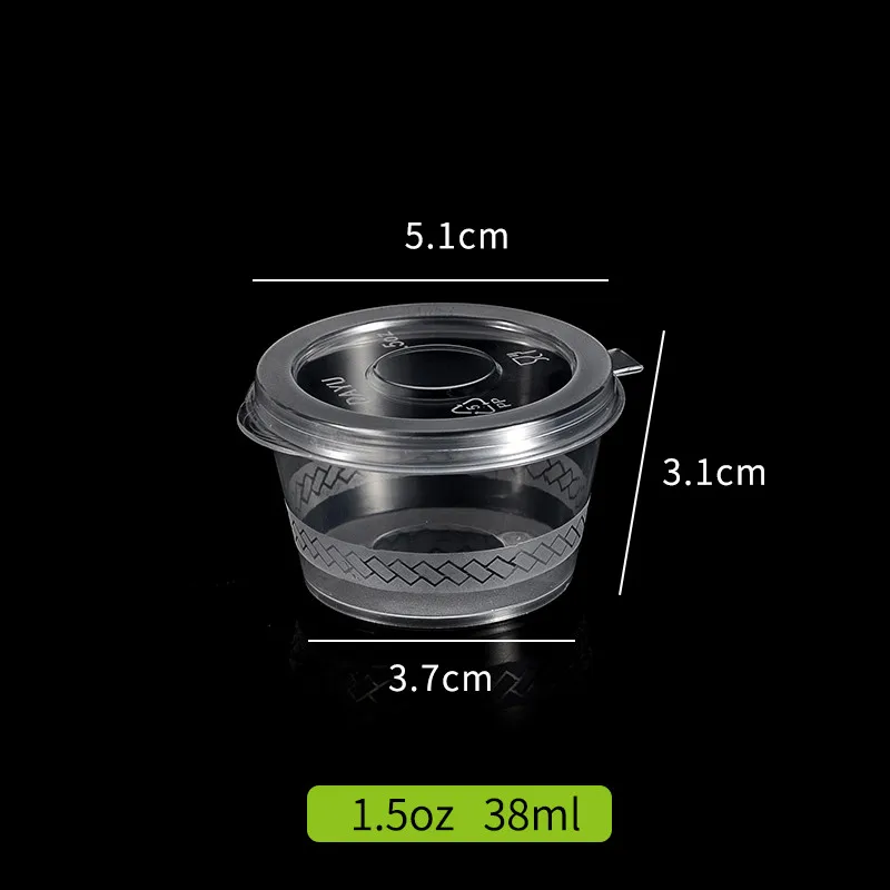 cup and lid 100 шт высококачественная прозрачная одноразовая соусница varies желе маленький пластиковый стаканчик с крышкой на вынос - Цвет: cup and lid