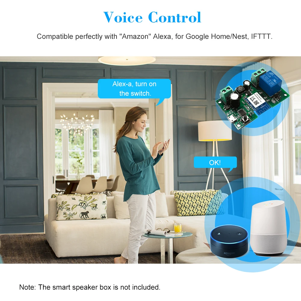 

DC5V 12/24/32V WiFi Switch Wireless Relay Module Single-way Inching/Self-Locking Timing Remote Control For Alexa Google Home