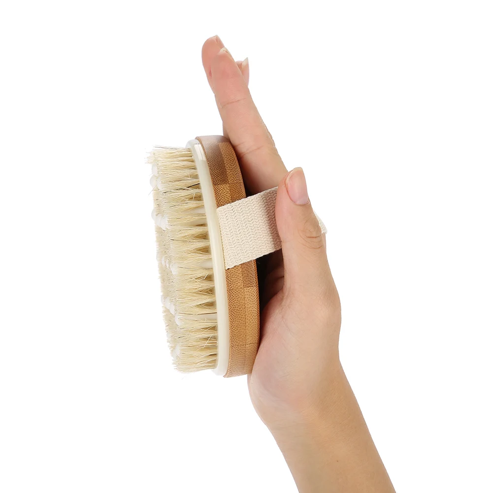 Сухой кисти мягкие кабан щетины уход за кожей тела щетка круглая бамбука