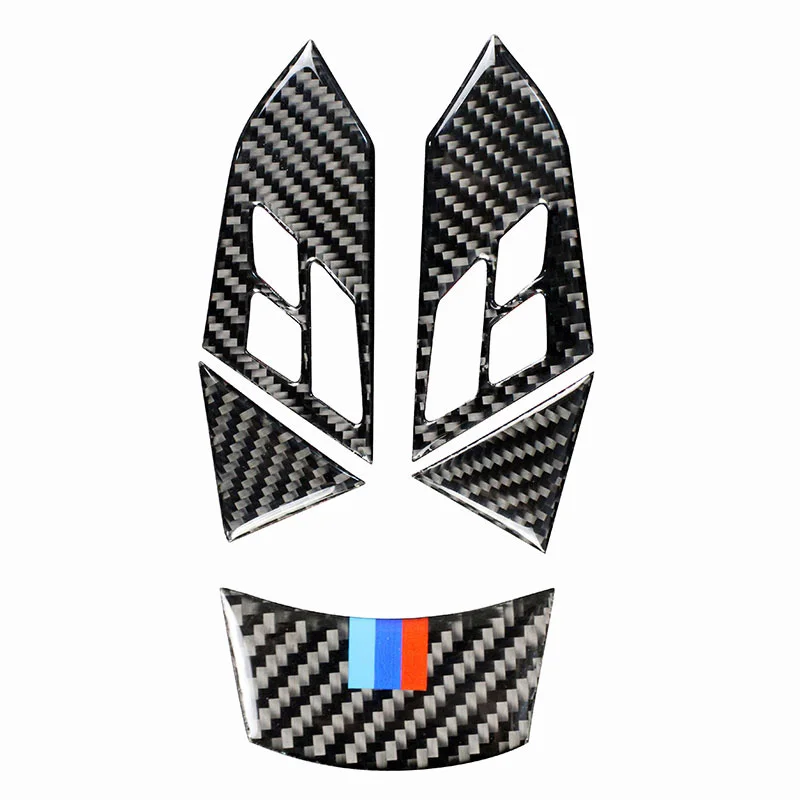 

Car Interior Accessories Carbon Fiber Steering wheel buttons frame Cover stickers For BMW 5 Series E60 2005-2010 Car Styling