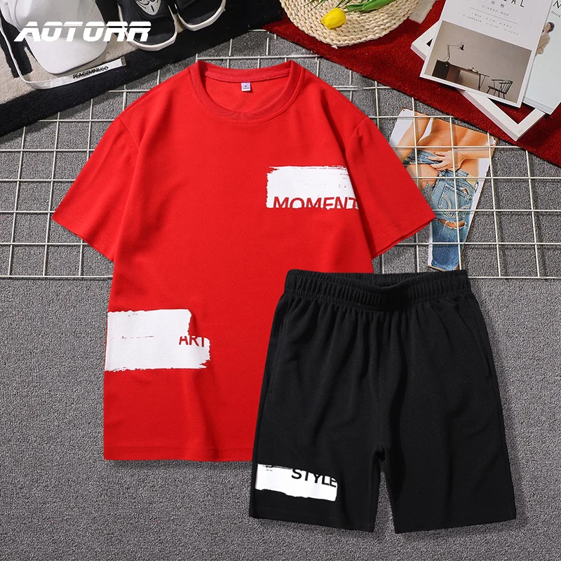 Спортивный костюм мужской из двух предметов футболка с короткими рукавами и