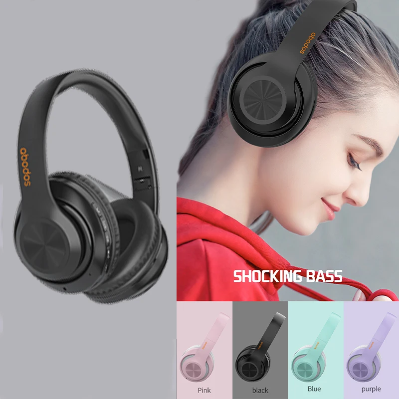

Wireless Headphones Support TF Card Stereo Earphones HIFI Fone Bluetooth Helmets for Mobile Gaming Headset Gamer Pink Headphone