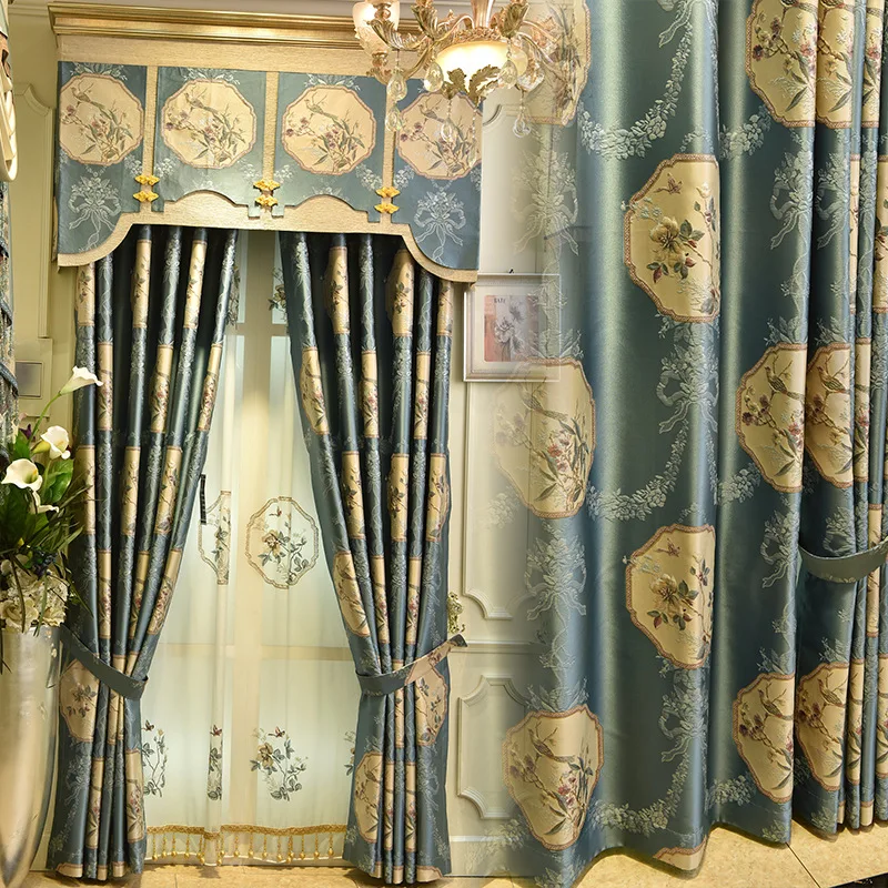 

European Style Embossed Jacquard Curtain Curtains for Living dining Room Bedroom