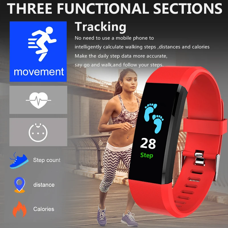 2019 New 115 Plus Smart Watch Men Women Heart Rate Monitor Blood Pressure Fitness Tracker Smartwatch Sport for Ios Android | Электроника