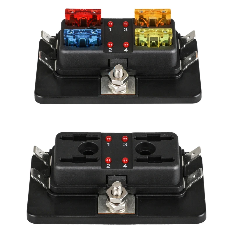 DC32V 4-Way Car Marine Waterproof Fuse Box Block Holder With LED Indicator For 12V/24V Failure Light Auto Accessories | Автомобили и