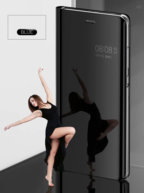 Black Умный зеркальный флип-чехол для huawei P Smart Z Y9 Y7 Y6 Y5 Prime NOVA 5 5i Pro 4 4E 3 3i 3E чехол для телефона Coque - Цвет: Black