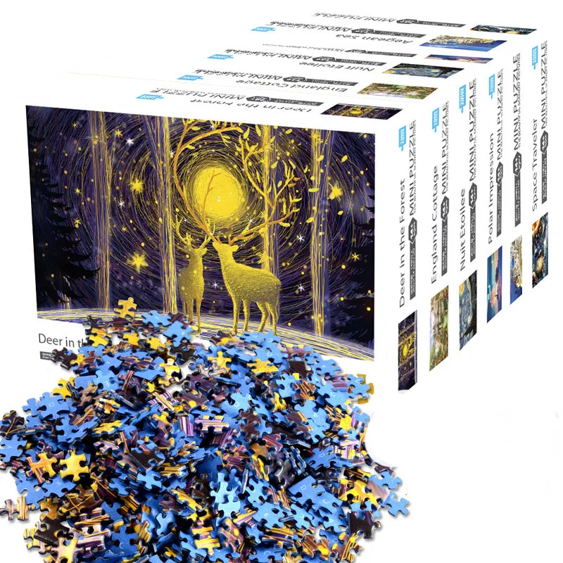 Мини пазл из черной толстой бумаги 1000 шт. простой с пейзажем для взрослых (размер