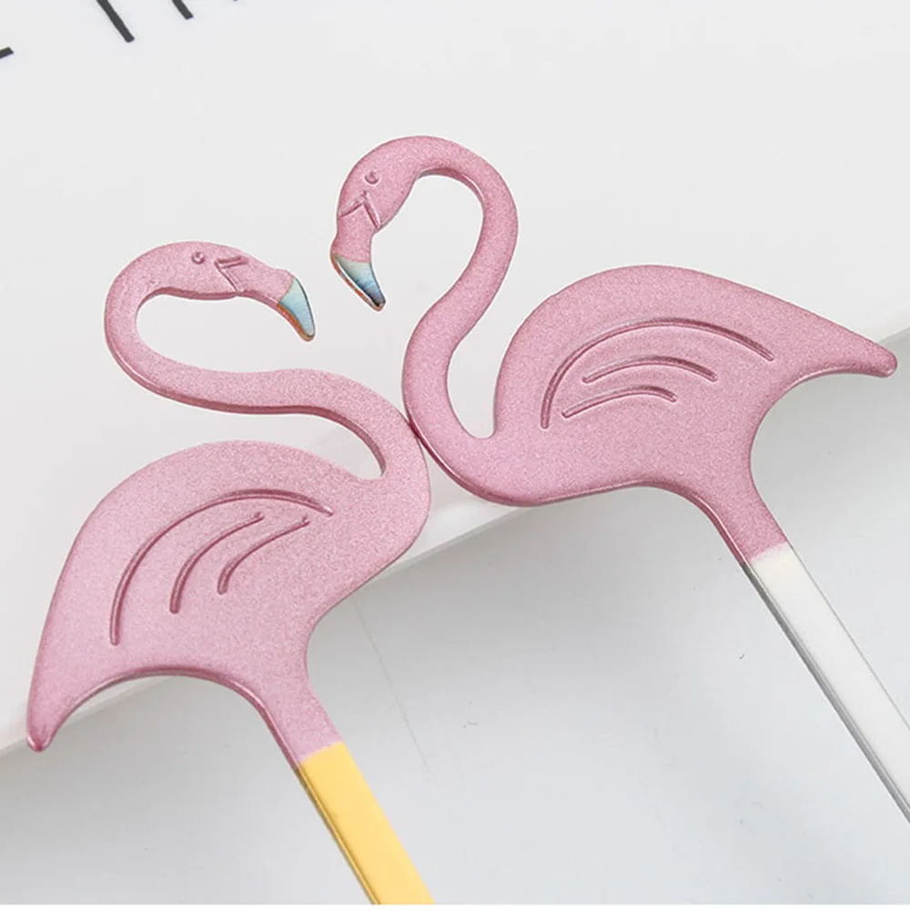 

Steel Coffee with Flamingo Long Handle Soup/Honey Spoons Flatware Coffee Drinking Tools Kitchen Gadget