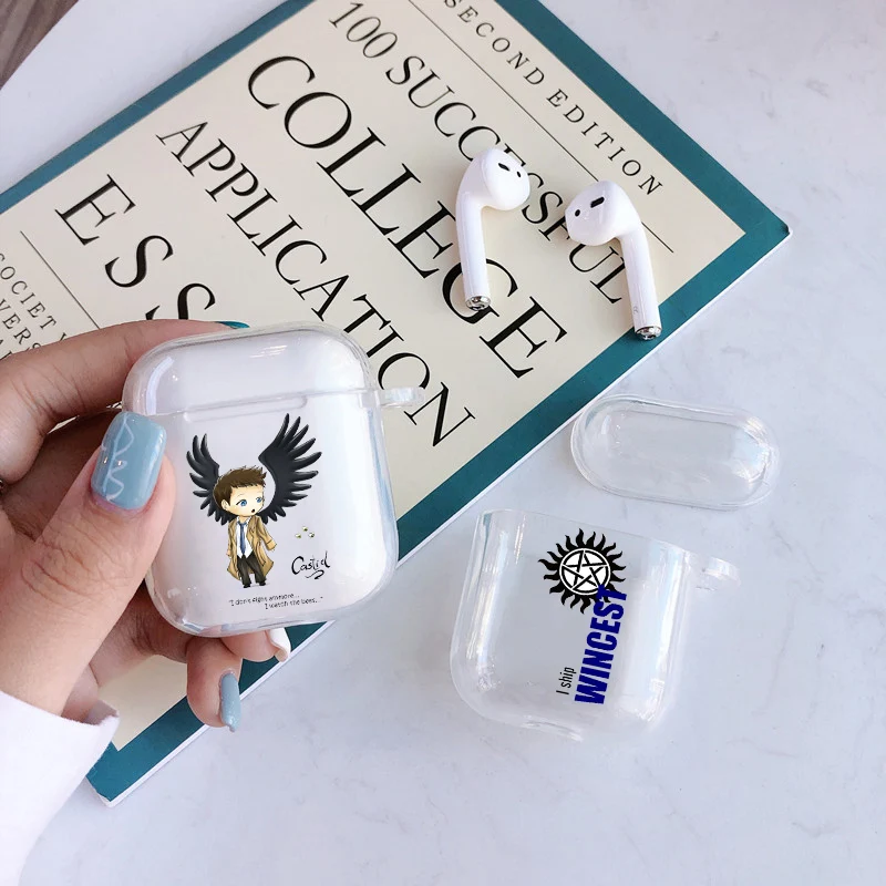 Прозрачный мягкий силиконовый чехол Сверхъестественное SPN Dean и Sam для Airpods Pro