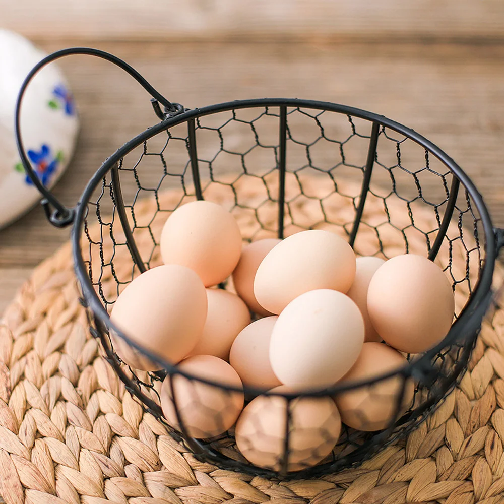 

Wire Egg Basket Metal Egg Storage Basket With Handles Chicken Eggs Holder Organizer Fruit Food Organizer For Kitchen Farmhouse