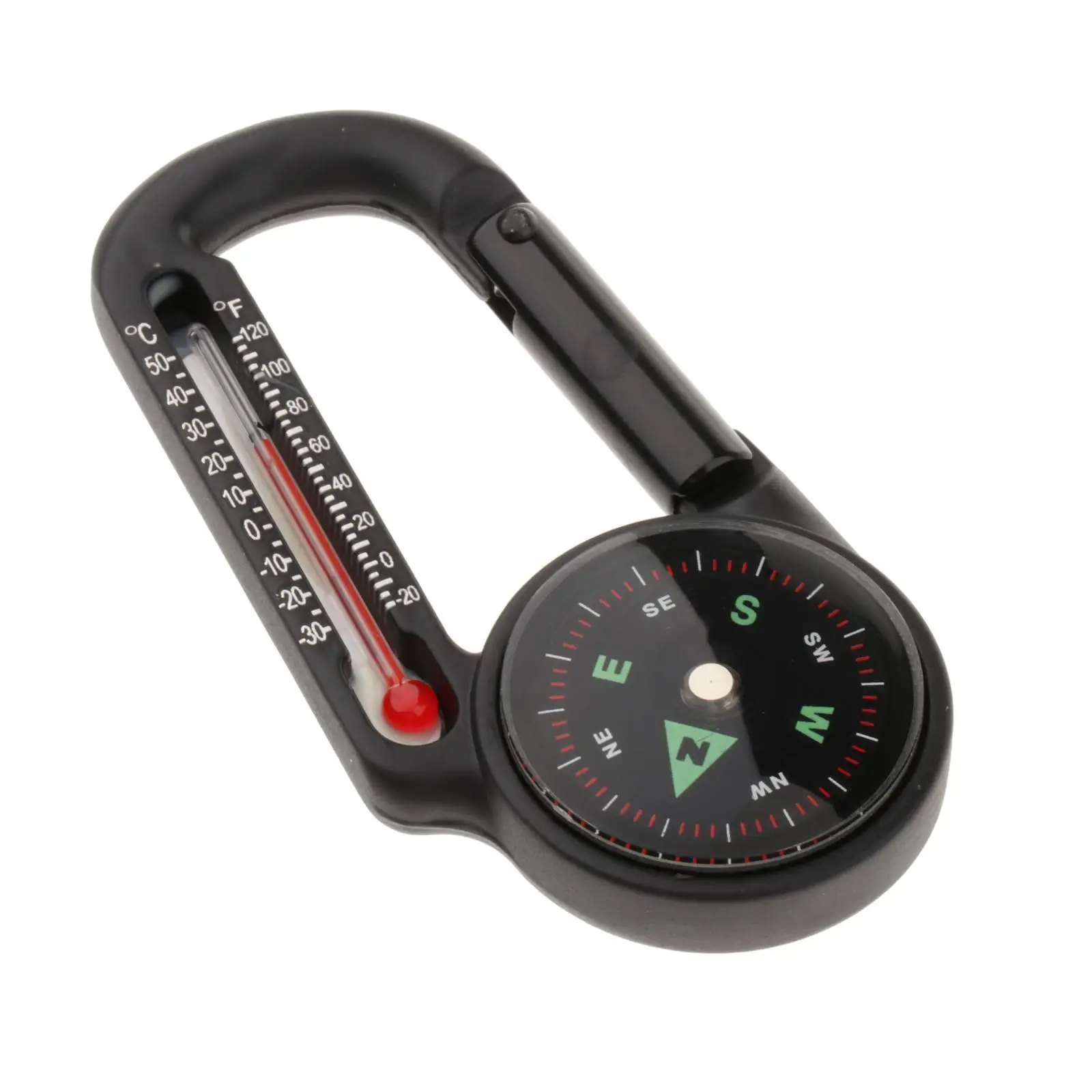 

3 in1 Multifunction Camping Mini Carabiner Clip Keychain Compass Thermometer