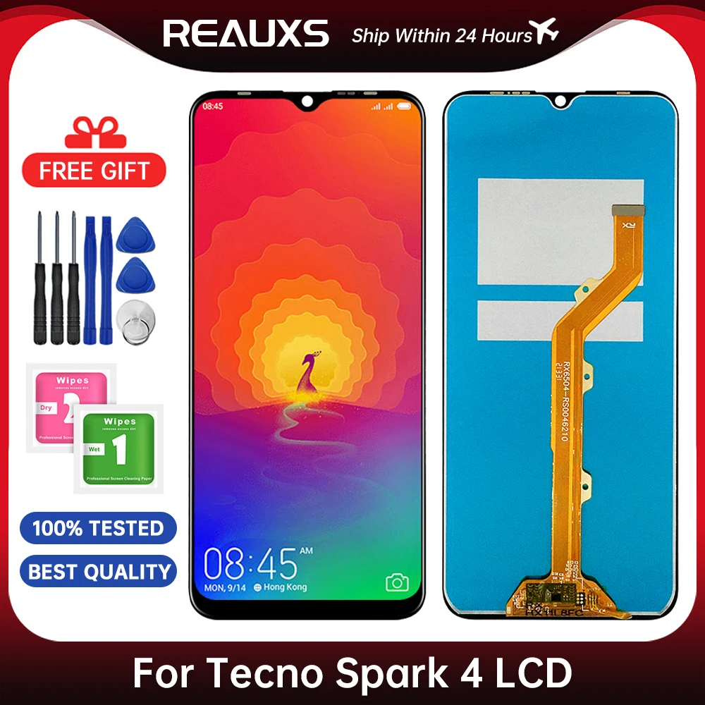 

ЖК-дисплей 6,52 дюйма для Tecno Spark 4, детали для замены, абсолютно новые запчасти для ЖК-дисплея Spark4 KC2 KC8