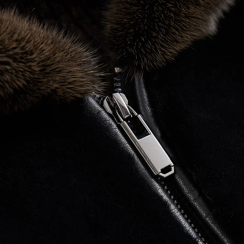 Шуба из натурального меха шуба овчины на осень и зиму Мужская норковая с