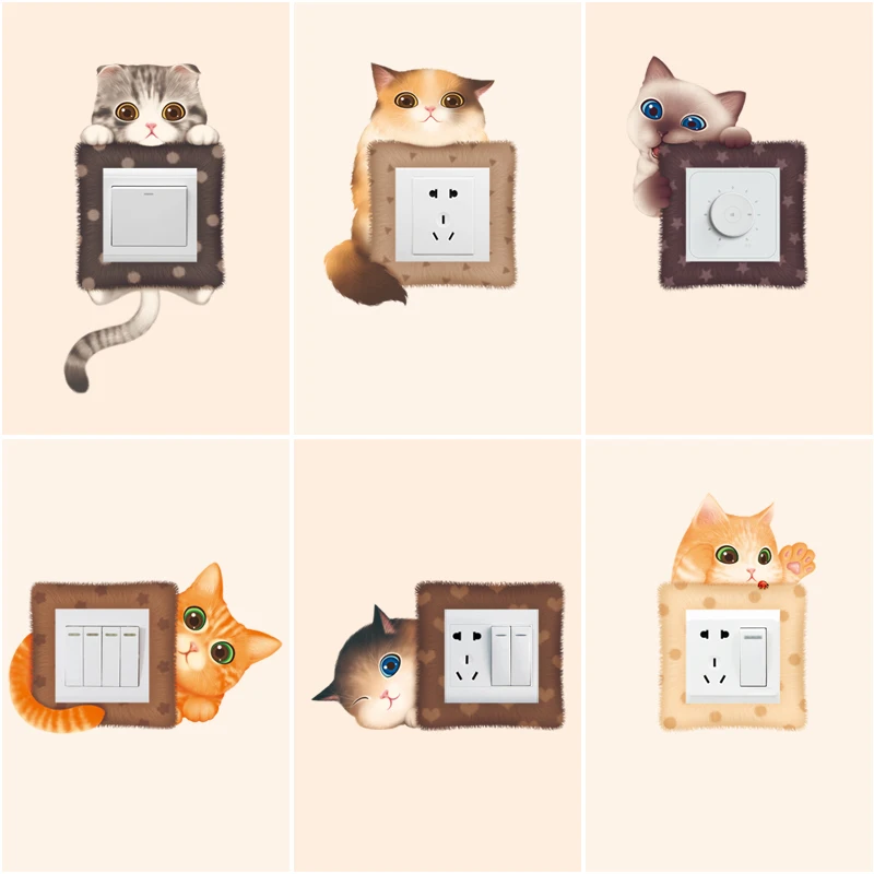 Наклейка на стену с изображением кота для детской комнаты самоклеящиеся