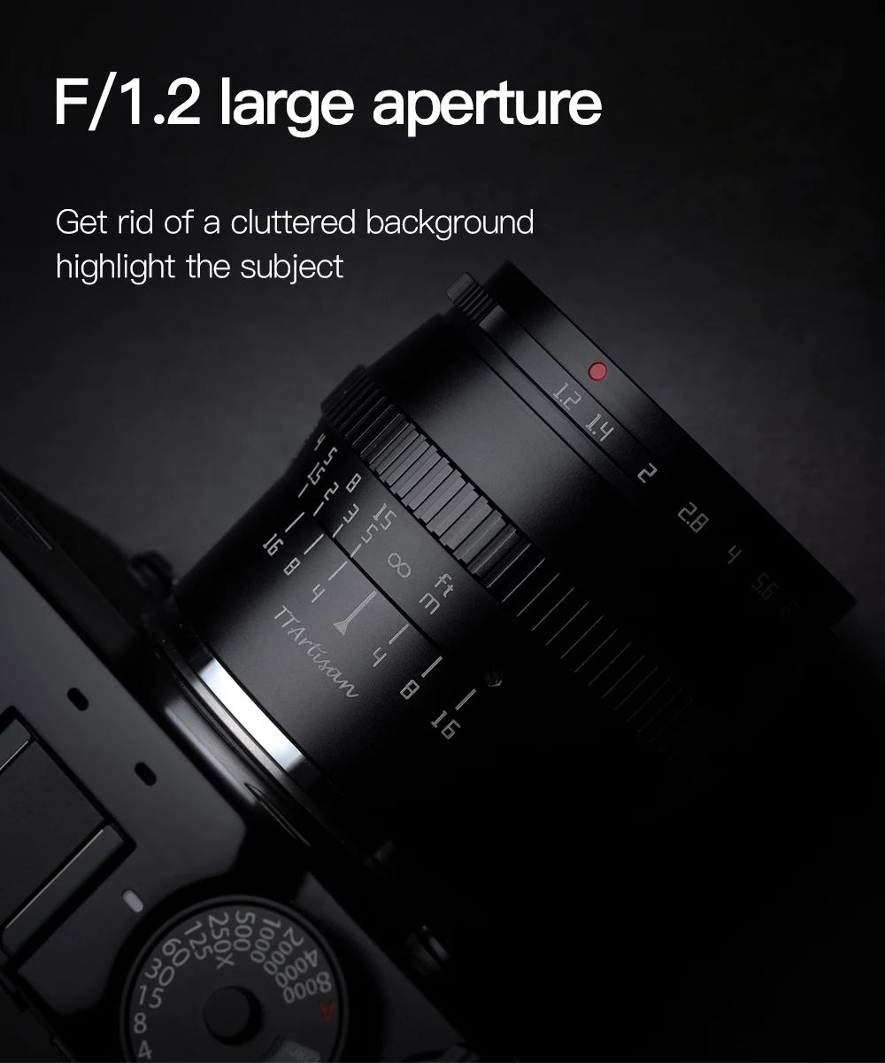 TTArtisan 50mm F1.2 APS-C Manual Focus Camera Lens for SONY E FUJI X Canon M Panasonic Olympus M43 Black | Электроника