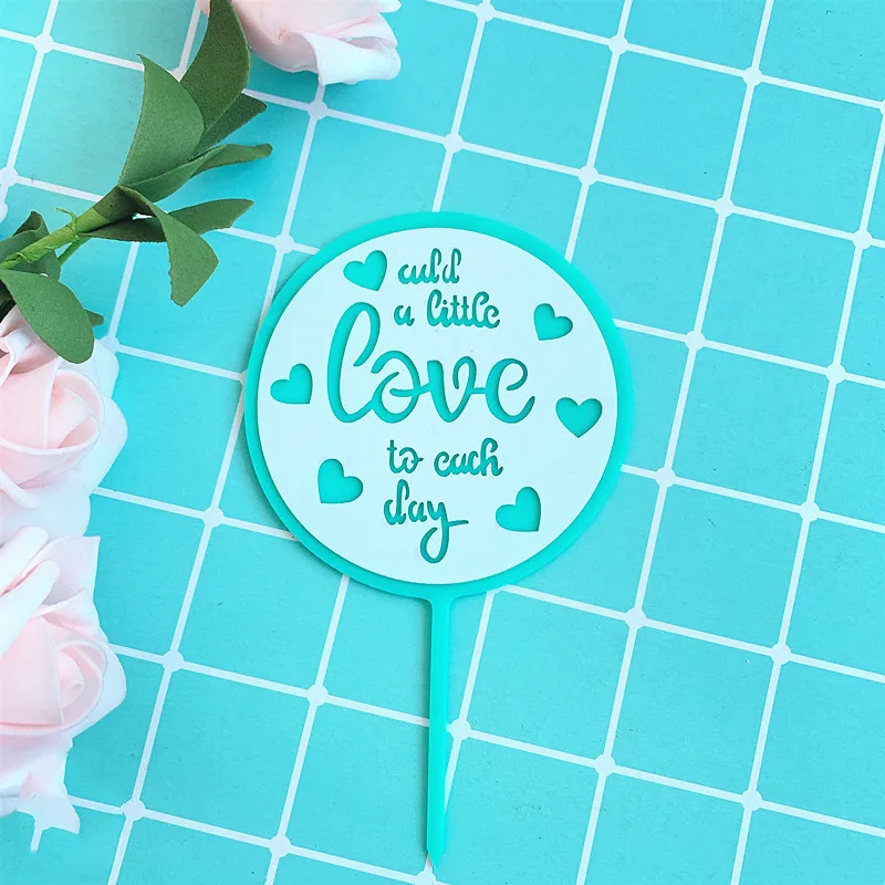 

INS Love Acrylic Wedding Cake Topper Heart Colorful Circle Cupcake Topper For Wedding Baby Kids Birthday Party Cake Decorations