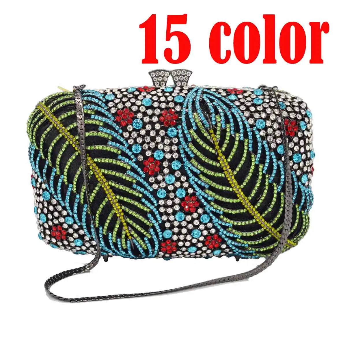 Оранжево-Фиолетовые женские сумочки с кристаллами в виде листьев Женский