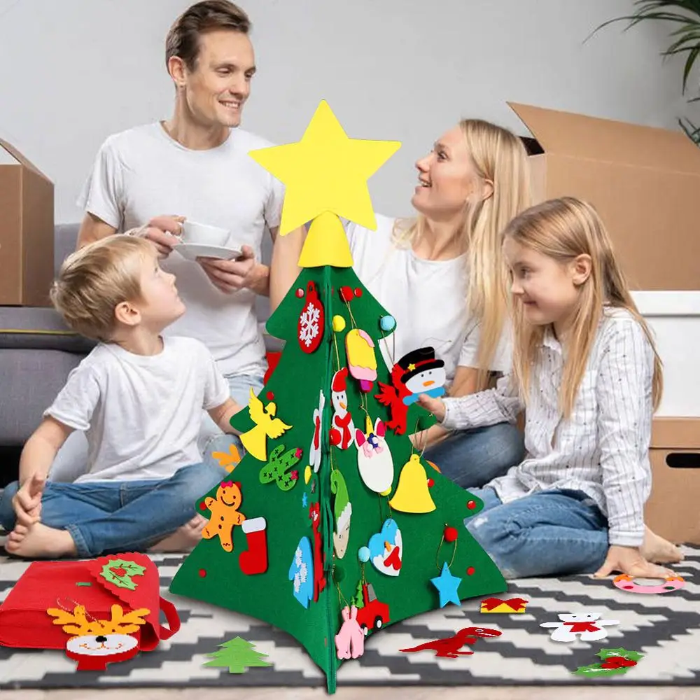 OurWarm Дети DIY Войлок Рождественская елка настенный дверной подвесной орнамент Рождественский Дом дети подарки год Рождественская елка украшение