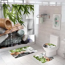 Bamboo and Stone Print Decorative Shower Curtain Inner Peace Bathroom Curtains Green Bath Mat Set Toilet Carpet Japanese Decor Bamboo and Stone Print Decorative Shower Curtain Inner Peace Bathroom Curtains Green Bath Mat Set Toilet Carpet Japanese Decor