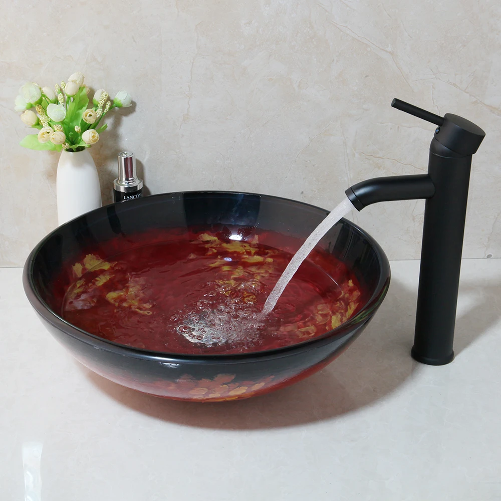 KEMAIDI новый дизайн умывальник из закаленного стекла Раковина кран с латунным