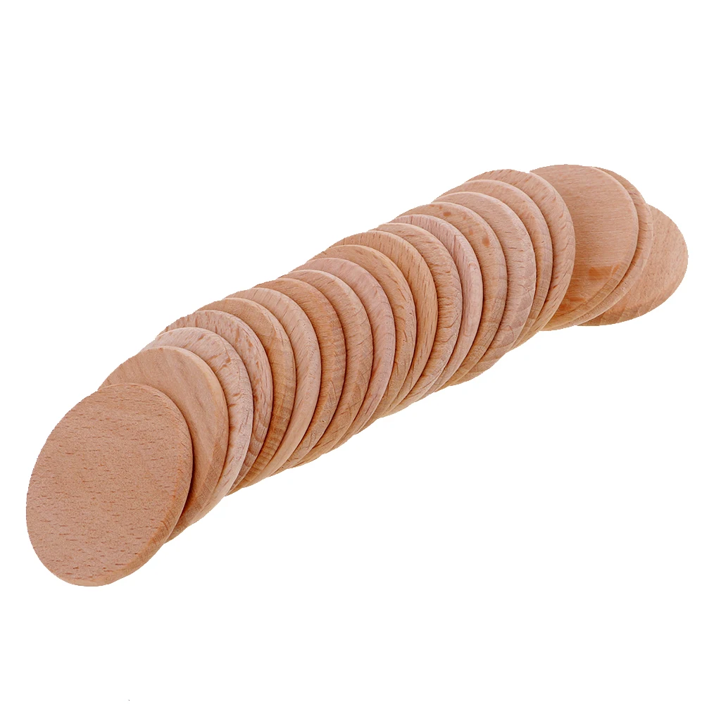 

20 Pieces 36mm Wood Base Disk Round Pieces for DIY Painting Craft Scrapbooking
