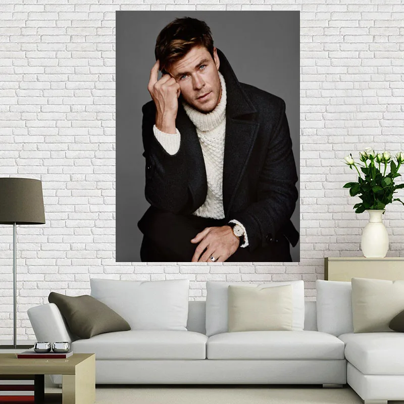 

Custom Chris Hemsworth Poster Wall For Living Room Art Poster Decoration Canvas Fabric Cloth No Frame Morden Home Decor A12.2