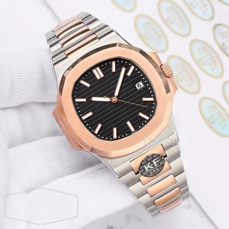 

Sapphire Glass Rose Gold Watch Luxury Men Designer Mechanical Automatic Black Rubber NAUTILUS AQUANAUT 5167 Watches Wristwatches