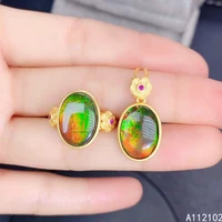 kjjeaxcmy fine jewelry 925 sterling silver inlaid natural opal ring pendant classic girl suit support test
